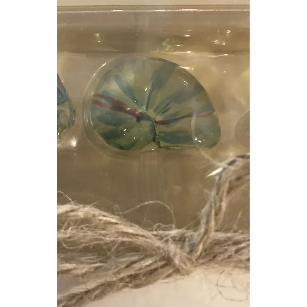Pottery Barn Glass Picks Set Of 4 Beachy Fish Shell Starfish Ocean Sea NEW‎